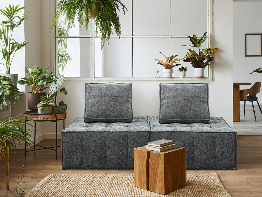 Sessel aus strukturiertem Stoff „Velluto” – 96 x 100 x 89 cm – Grau