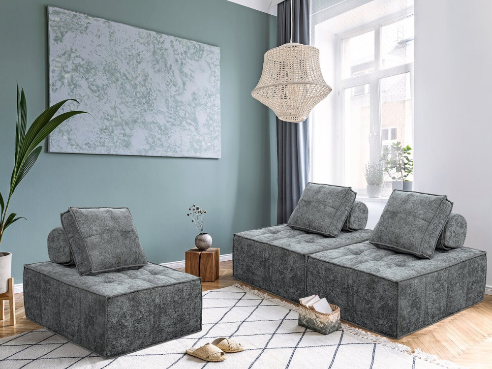 Sessel aus strukturiertem Stoff „Velluto” – 96 x 100 x 89 cm – Grau