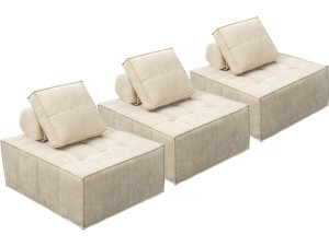 Set aus 3 modularen Sesseln „Velluto“ aus strukturiertem -Stoff – Beige