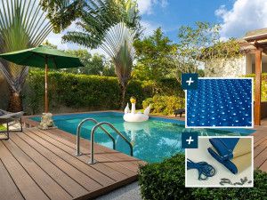 Pool Rechteckig "Panama 130"- 6.20 x 4.10 x 1.30 m + Luftpolsterfolie 180 µ - Winterplane 280 g/m² + 2