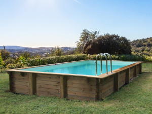 Holzpool-Set rechteckig "Sunrise" - 8,20 x 5,20 x 1,44 m