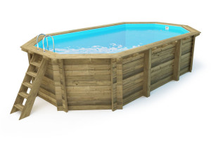Holzpool "Miami 130" - 4,86 x 3,36 x 1,30 m + Luftpolster-Abdeckplane  180 µ + Winterplane 280 g/m² 2