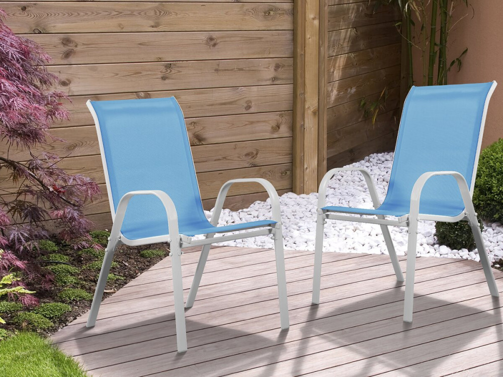 Gartenstuhl aus Textilene "Cordoba" - Phoenix - Blau - 2er-Set