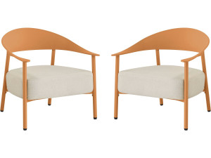 2er-Set Gartensessel aus Kunststoff und Metall "Céora" - Orange