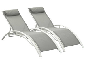 Sonnenliege aus Aluminium "Beauty" - Phoenix - Grau - 2er-Set