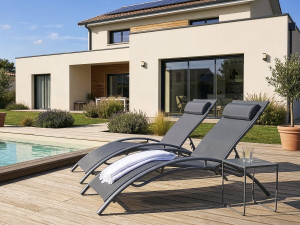 Sonnenliege aus Aluminium "Beauty" - Phoenix - Dunkelgrau/Silberfarben - 2er-Set 2