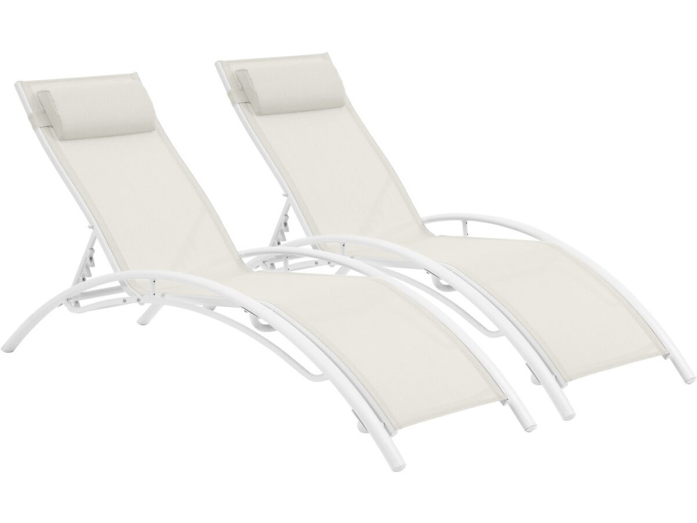 Sonnenliege aus Aluminium "Beauty" - Phoenix - Ecru - 2er-Set