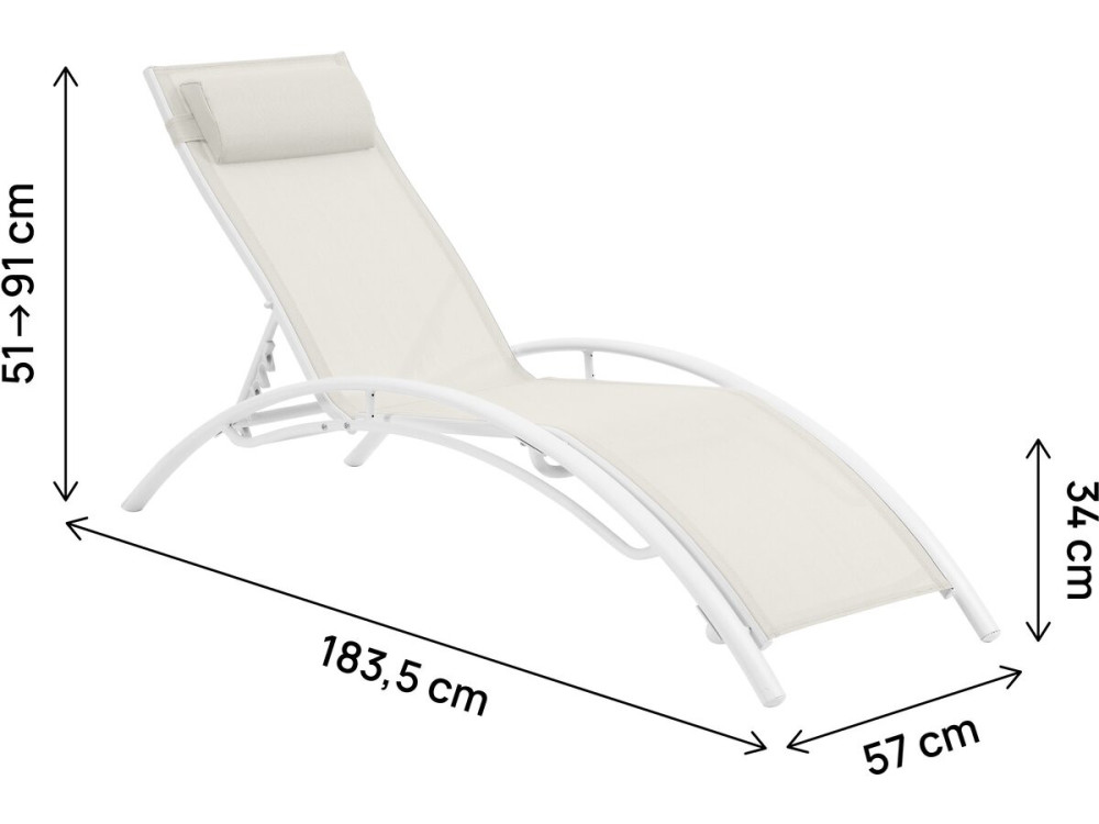 Sonnenliege aus Aluminium "Beauty" - Phoenix - Ecru - 2er-Set