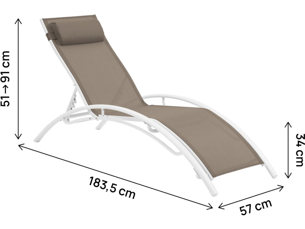 Sonnenliege aus Aluminium "Beauty" - Phoenix - Taupe - 2er-Set