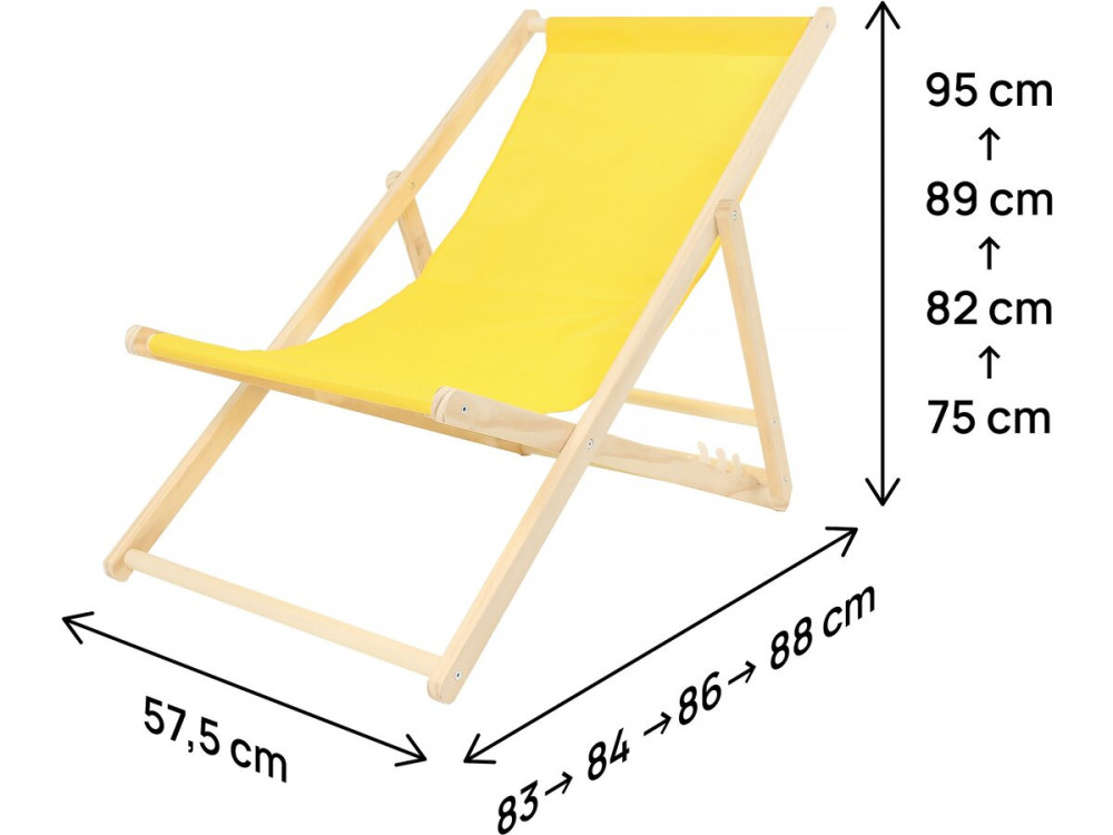Set aus zwei hölzernen Liegestühlen "Chilienne" - 107 x 56,5 x 81 cm - Gelb