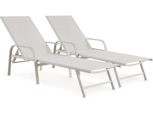2er-Set Sonnenliegen aus Metall "Farniente - Weiß