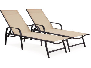 2er-Set Sonnenliegen aus Metall "Farniente - Beige