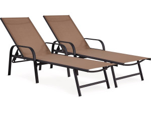 2er-Set Sonnenliegen aus Metall "Farniente - Taupe