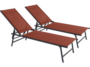 2er-Set Sonnenliegen aus Metall „Sublima“ – 180 x 54 x 104 cm – Terrakotta