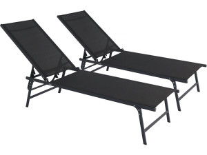 2er-Set Sonnenliegen „Sublima”  aus Metall – 180 x 54 x 104 cm – Schwarz