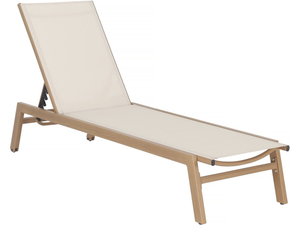 Sonnenliege Elysia aus Aluminium in Holzoptik – Ecru