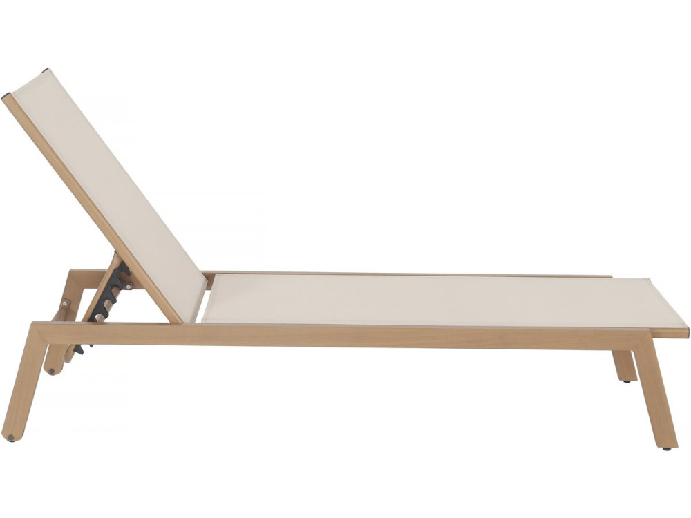 Sonnenliege Elysia aus Aluminium in Holzoptik – Ecru