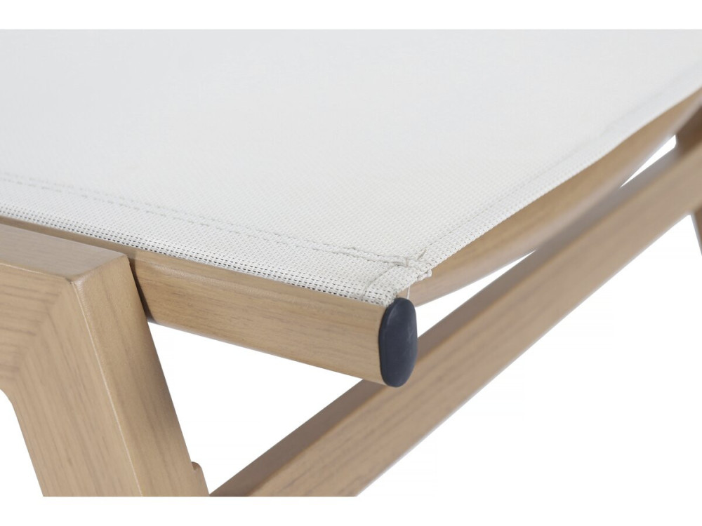 Sonnenliege Elysia aus Aluminium in Holzoptik – Ecru