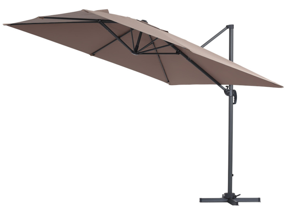 Ampelschirm aus Alu "Sun 3" - Viereckig - 3 x 3 m - Taupe - Platten inbegriffen