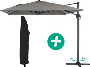 Ampelschirm aus Alu "Sun 4" - Rechteckig - 3 x 4 m + Schutzhülle - Grau