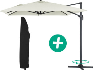 Ampelschirm aus Alu "Sun 4" - Rechteckig - 3 x 4 m + Schutzhülle - Ecru