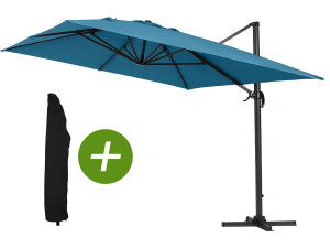 Ampelschirm aus Alu "Sun 4" - Rechteckig - 3 x 4 m - Blau + Schutzhülle