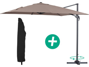 Deportierten Gartensonnenschirm Aluminium "Sun 3" - Quadratisch - 3 x 3 m - Maulwurfsgrau + Schutzhülle