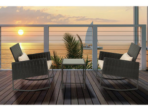 Gartenlounge Schaukelstühle aus Polyrattan "Garden" - Schwarz 2