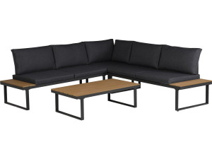 Gartenmöbel Ecksofa mit Holzimitatdekor "Fiora" - 5 Sitzplätze - Grau