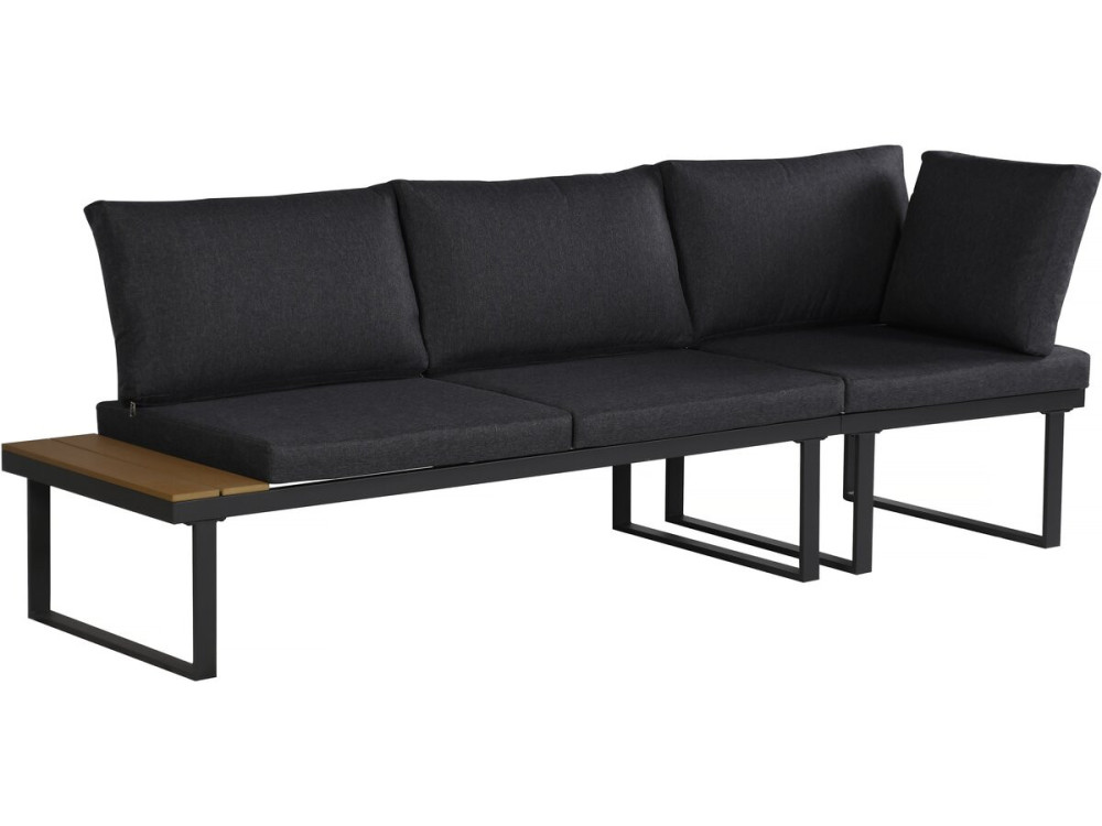 Gartenmöbel Ecksofa mit Holzimitatdekor "Fiora" - 5 Sitzplätze - Grau