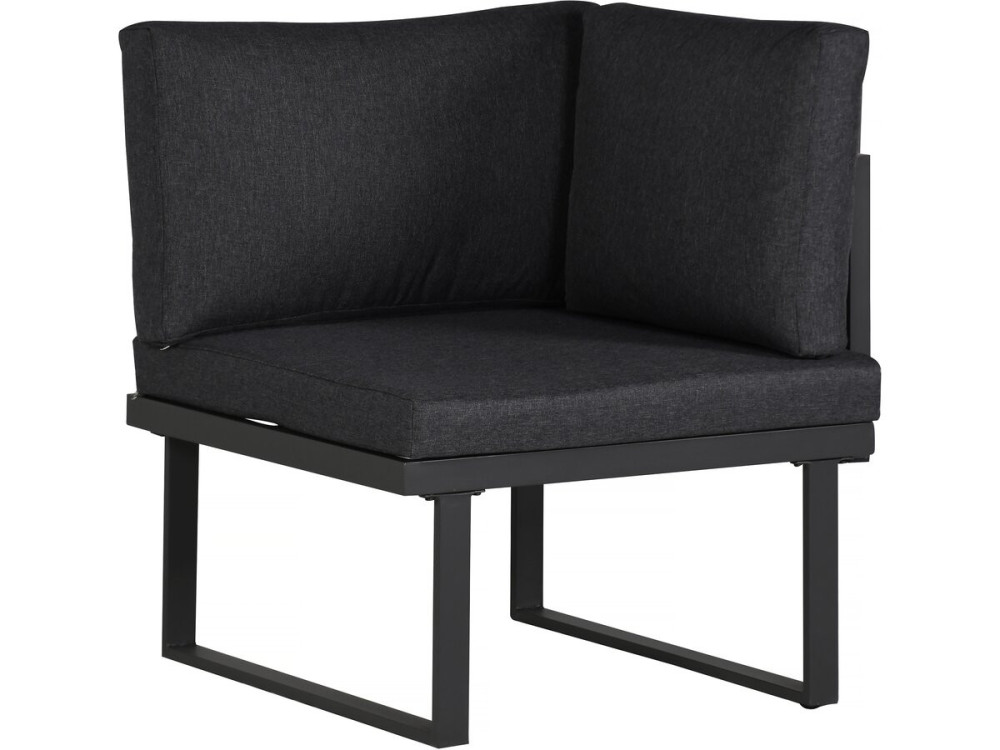 Gartenmöbel Ecksofa mit Holzimitatdekor "Fiora" - 5 Sitzplätze - Grau