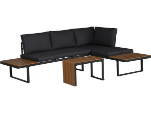 Gartenmöbel Ecksofa mit Holzimitatdekor "Sylva" - 4 Sitzplätze - Grau