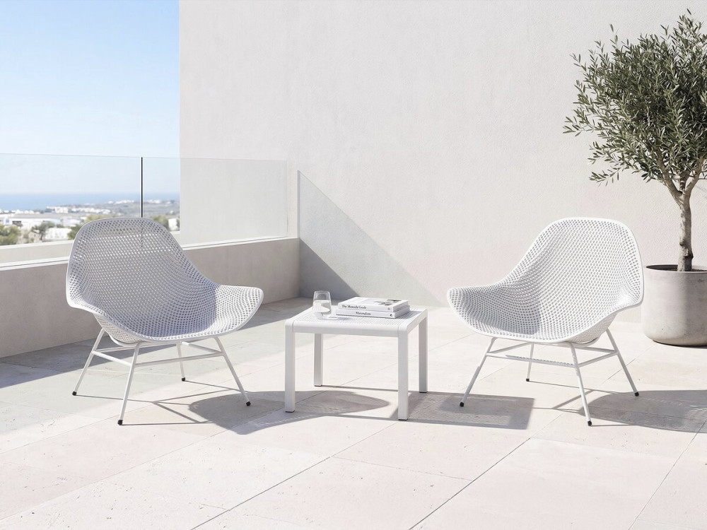 2er-Set Gartensessel mit Couchtisch "Soléna" - Weiß
