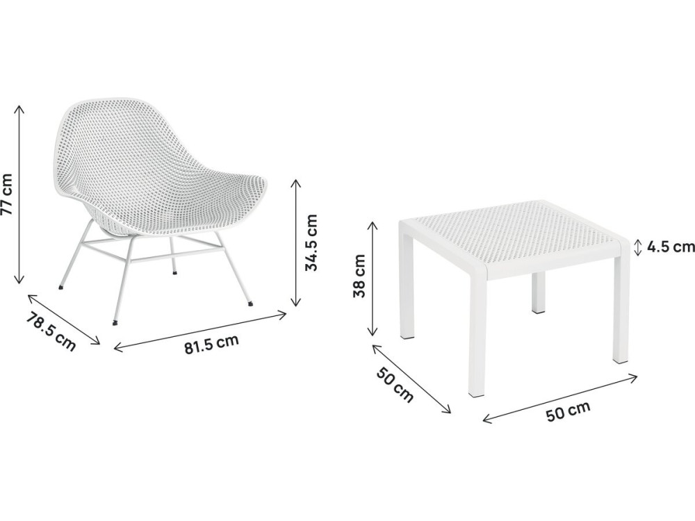 2er-Set Gartensessel mit Couchtisch "Soléna" - Weiß