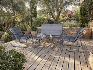 Gartenmöbel mit Metallkissen "Bastia" - 4 Sitzplätze - Grau 2