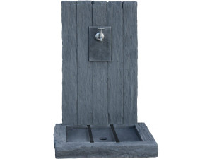 Brunnen "ARDOISE" - aus rekonstituiertem Stein - 59 x 44 x 87 cm - Grau