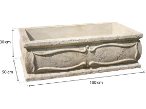 Großer Blumenkasten "Verone - aus Stein - 50 x 100 x 30 cm 2