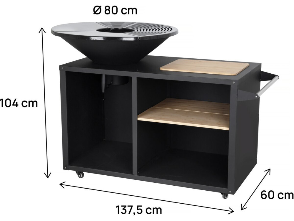 Barbecue plancha brasero für Kohle und Holz "Maréchal" - Ø 81 cm - Schwarz