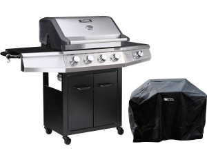 Gasgrill "Bingo 5" - 5 Brenner davon 1 Seitenbrenner - 15,2 kW + Schutzhülle - Schwarz