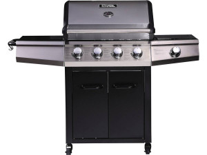 Gasgrill "Bingo 5" - 5 Brenner davon 1 Seitenbrenner - 15,2 kW + Schutzhülle - Schwarz 2