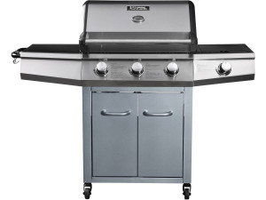 Gasgrill "Bingo 4" - 4 Brenner davon 1 Seitenbrenner - 14 kW + Schutzhülle - Silberfarben 2