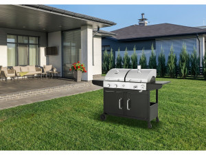 Gaz- und Holzkohle-Grill 2-in-1 "Western" - Schwarz 2