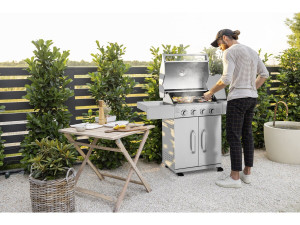 Gasgrill aus Edelstahl mit 5 Brennern, davon 1 Seitenbrenner "Brazzo" - 118 x 57 x 104 cm - Hellgrau 2