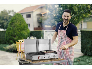 Plancha Gasgrill mit Rost und Plancha "Flamo" - 3 Brenner - Grau 2