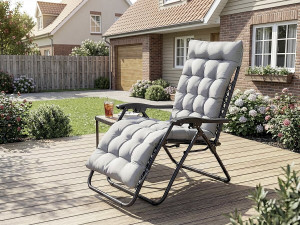 Kissen für Gartensessel aus Stoff "Romy" - 164 x 52 x 10 cm - Hellgrau 2