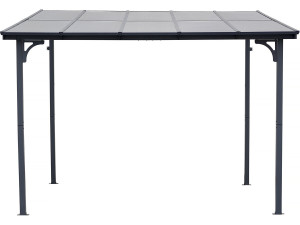 Anbaupergola „Marvin“ – 3 x 3 m – 304 x 298 x 243 cm – Dunkelgrau