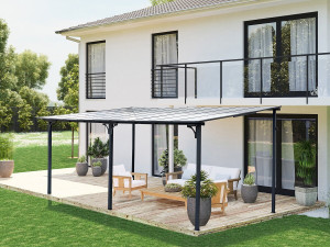 Pergola Anlehnlaube "Marvin" - 5,5 x 3 m - 545 x 298 x 243 cm - Dunkelgrau 2