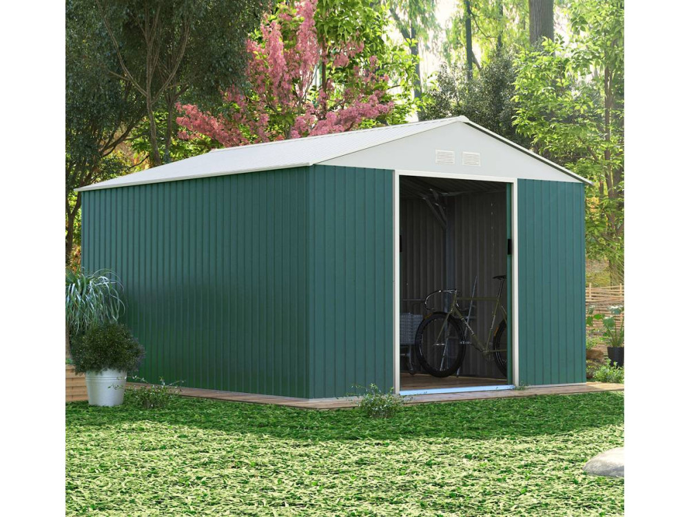 Gerätehaus aus Metall "Rosas" - 10,85 m² - Grün