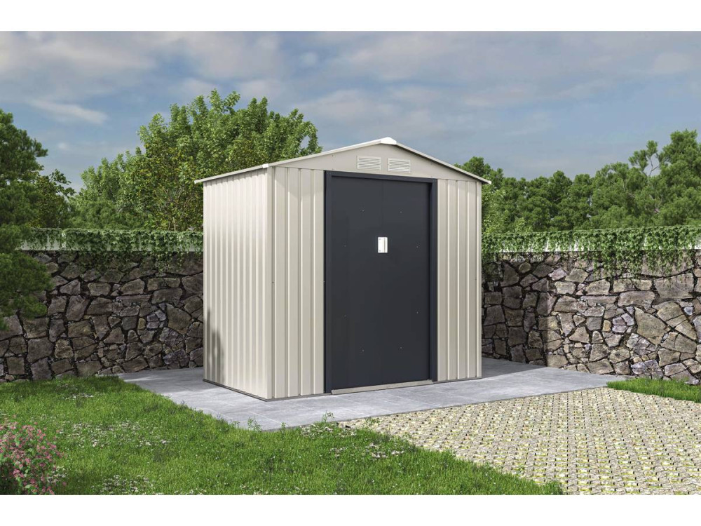 Gerätehaus aus Metall "Nebraska" - 2,71 m² - Beige/Anthrazitgrau