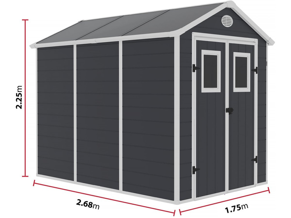 Gerätehaus aus Harz "Texas" - 5,23 m² - Befestigungsset inbegriffen  - Anthrazit